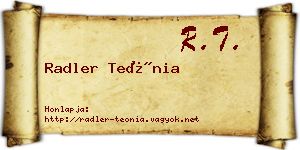 Radler Teónia névjegykártya